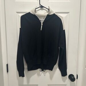 Victoria's Secret Women’s Black and White Zip-Up Sweater